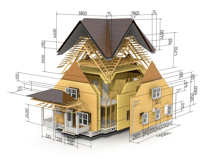 A house with its components dissected.