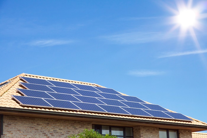 Solar panels on a roof.