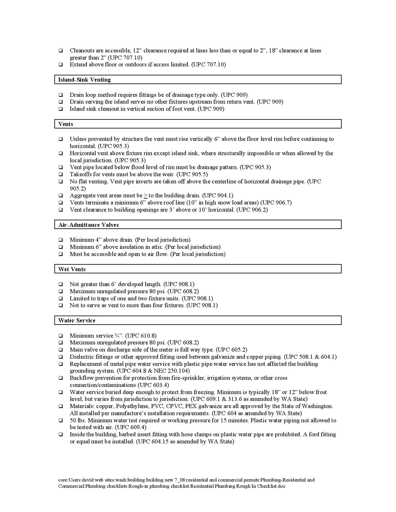 Inspection Checklist