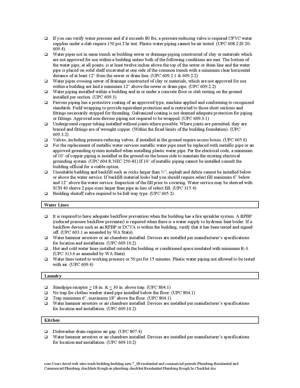 Inspection Checklist