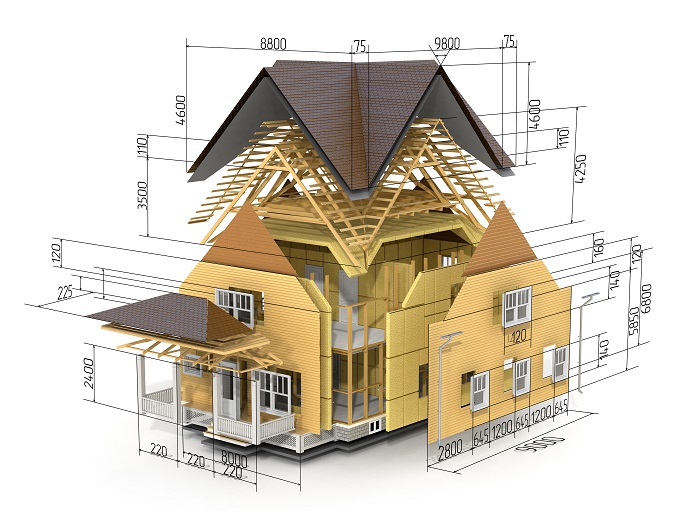 A house with its components dissected.